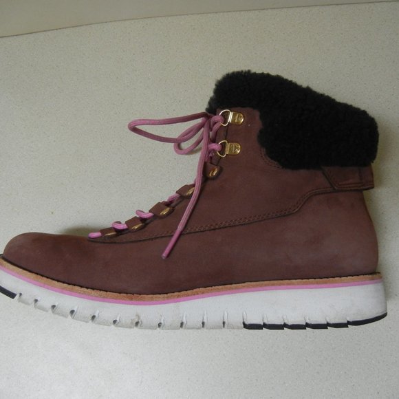 Cole Haan Sz 9 Womens Grand Explore Boot Waterproof Shearling Hiker Wedge Suede - Picture 11 of 11